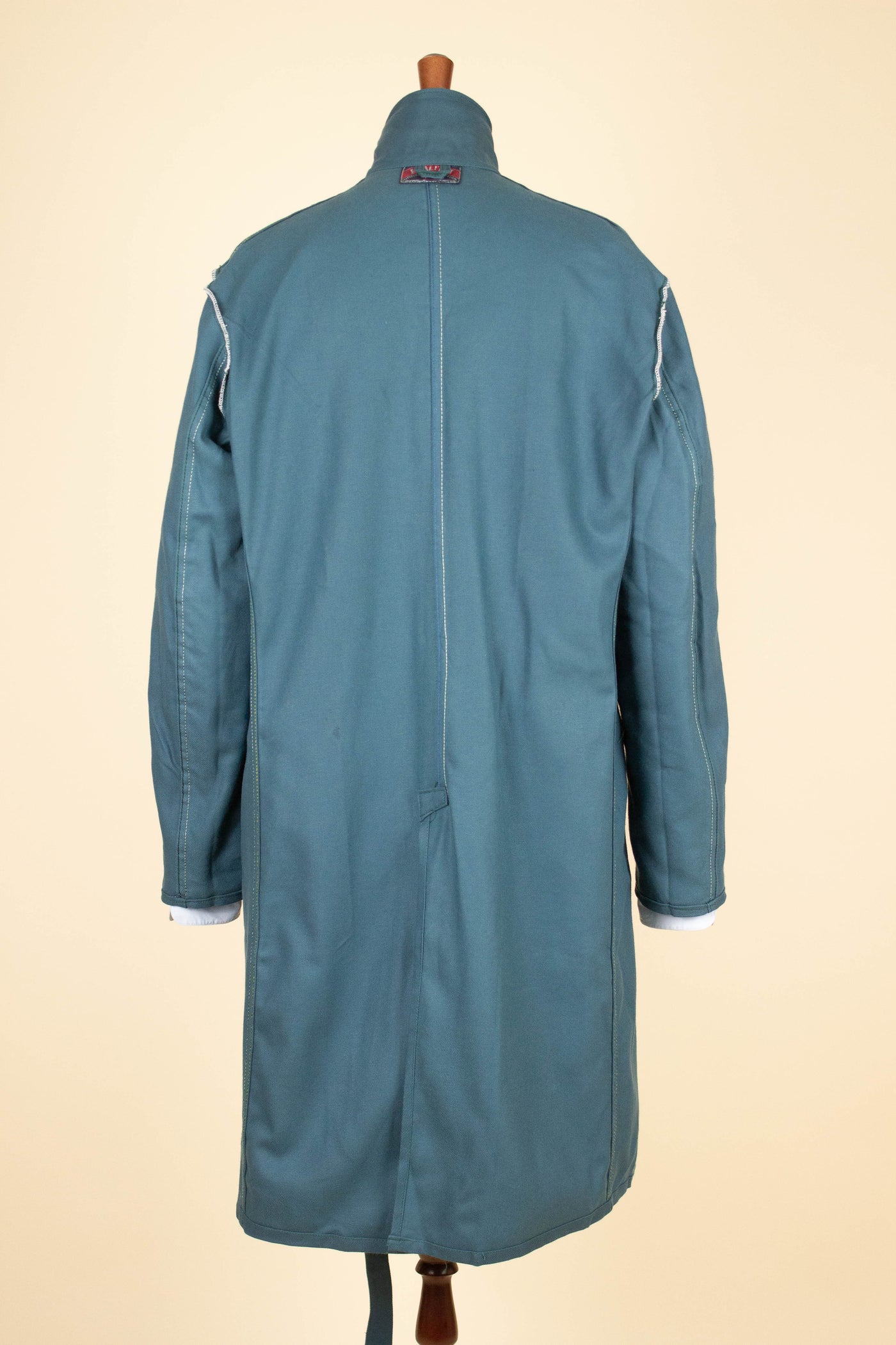 SWEDISH 1960S GREEN-BLUE DEADSTOCK WORK COAT BY KVALITET. SIZE CA EU 50