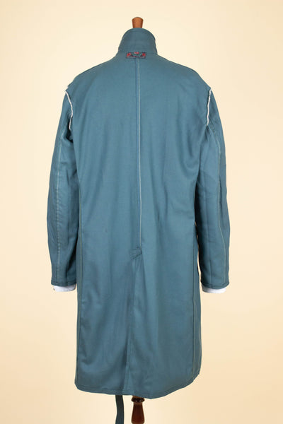 SWEDISH 1960S GREEN-BLUE DEADSTOCK WORK COAT BY KVALITET. SIZE CA EU 50