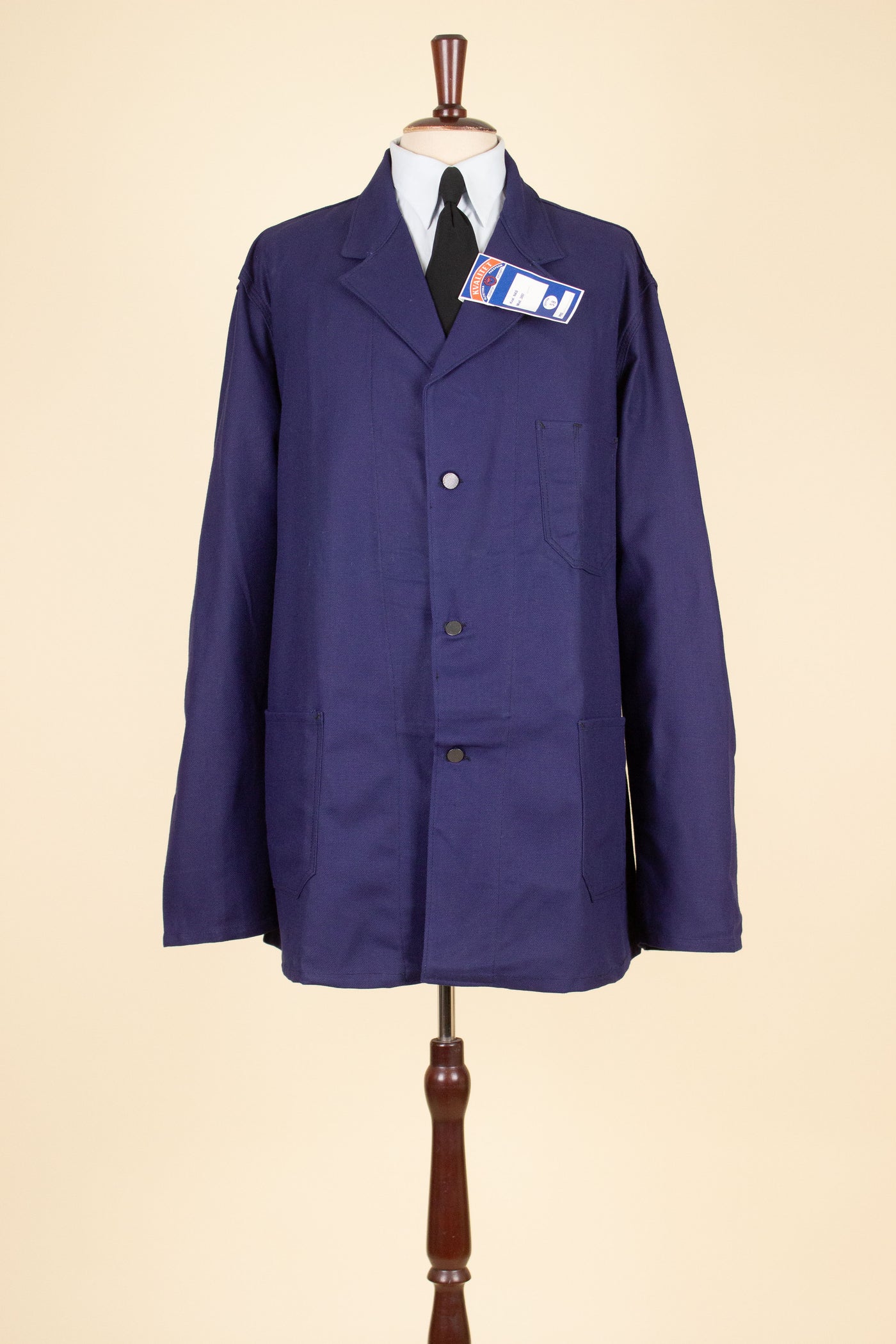 SWEDISH 1960S BLUE DEADSTOCK WORK JACKET BY KVALITET. SIZE CA EU 58