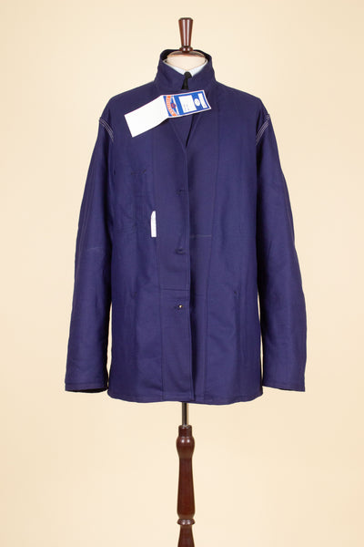 SWEDISH 1960S BLUE DEADSTOCK WORK JACKET BY KVALITET. SIZE CA EU 58
