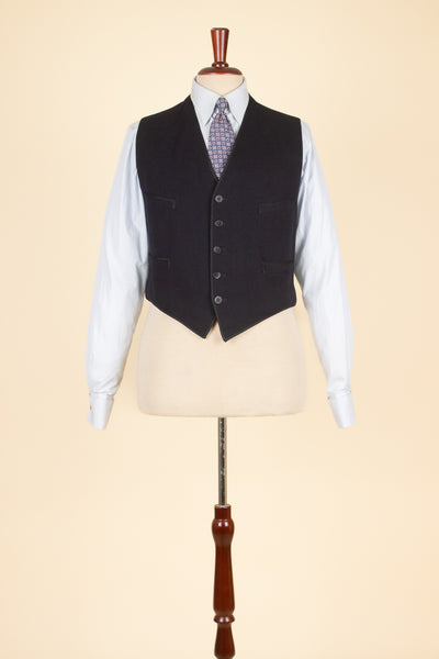 SWEDISH 1924 DARK BLUE BESPOKE JACKET AND WAISTCOAT. SIZE CA EU 44-46