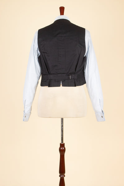SWEDISH 1924 DARK BLUE BESPOKE JACKET AND WAISTCOAT. SIZE CA EU 44-46