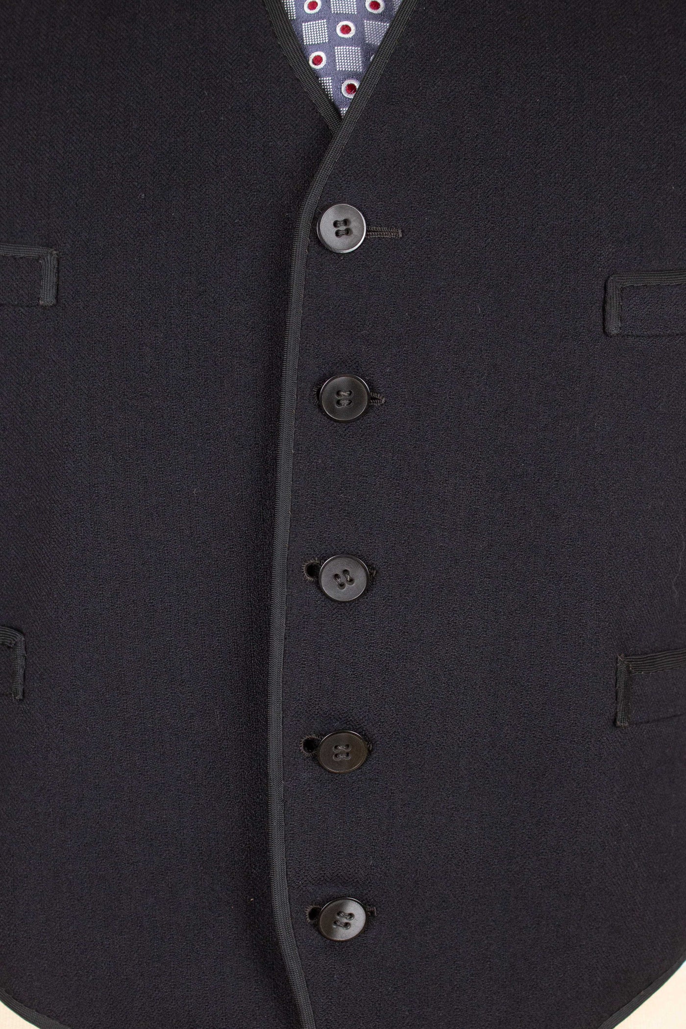SWEDISH 1924 DARK BLUE BESPOKE JACKET AND WAISTCOAT. SIZE CA EU 44-46