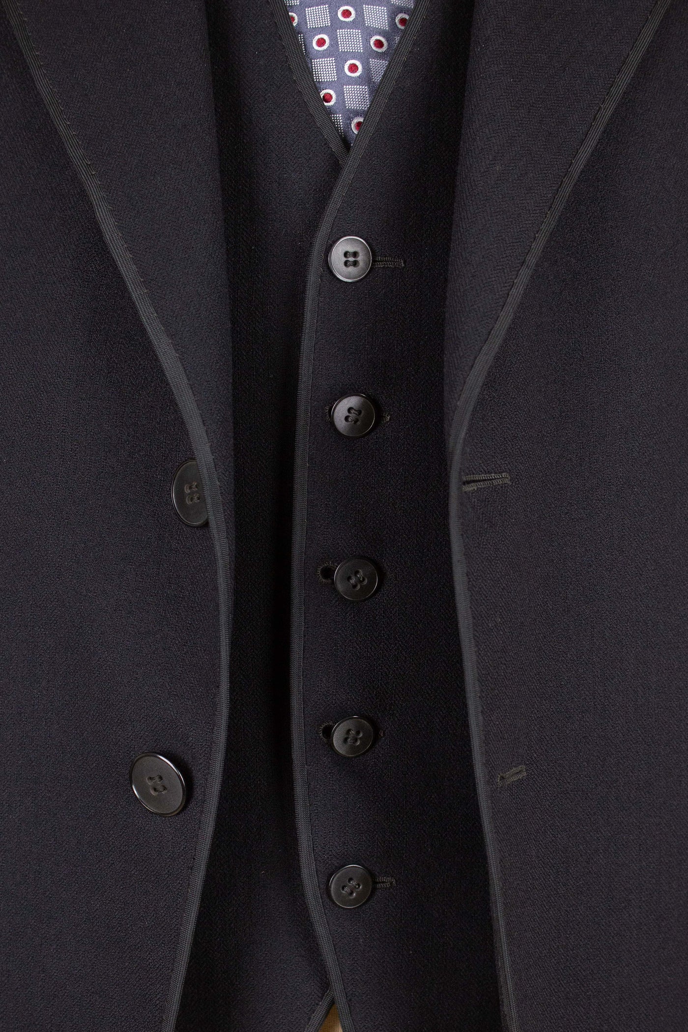 SWEDISH 1924 DARK BLUE BESPOKE JACKET AND WAISTCOAT. SIZE CA EU 44-46