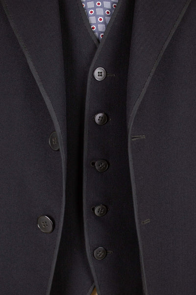 SWEDISH 1924 DARK BLUE BESPOKE JACKET AND WAISTCOAT. SIZE CA EU 44-46