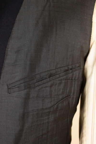 SWEDISH 1924 DARK BLUE BESPOKE JACKET AND WAISTCOAT. SIZE CA EU 44-46