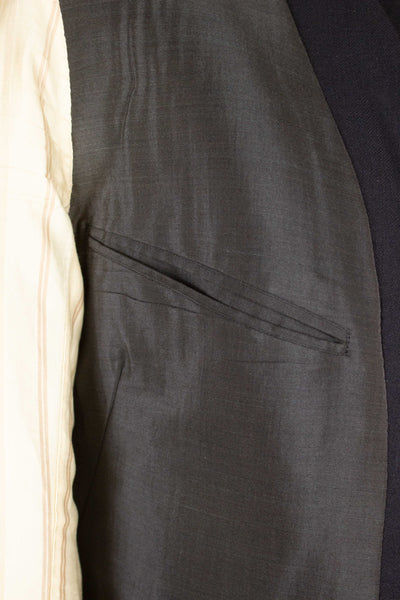 SWEDISH 1924 DARK BLUE BESPOKE JACKET AND WAISTCOAT. SIZE CA EU 44-46