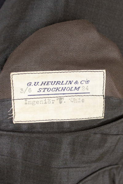 SWEDISH 1924 DARK BLUE BESPOKE JACKET AND WAISTCOAT. SIZE CA EU 44-46