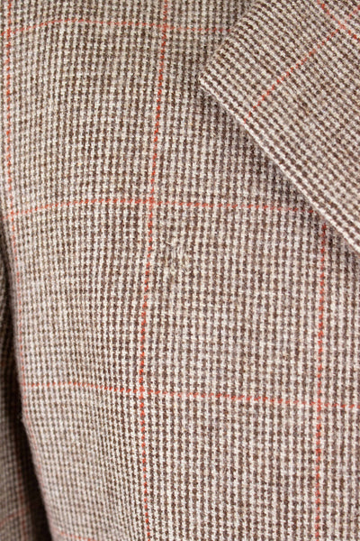 SWEDISH 1930S/1940S LIGHT BROWN WINDOW PANE TWEED JACKET BY MAGNIFIC. SIZE CA EU 50