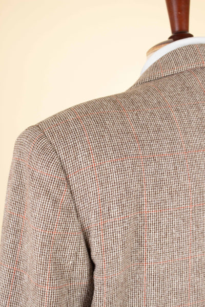 SWEDISH 1930S/1940S LIGHT BROWN WINDOW PANE TWEED JACKET BY MAGNIFIC. SIZE CA EU 50