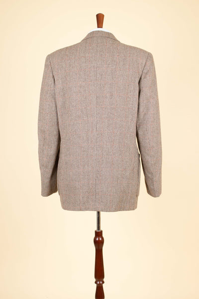 SWEDISH 1930S/1940S LIGHT BROWN WINDOW PANE TWEED JACKET BY MAGNIFIC. SIZE CA EU 50
