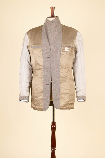 SWEDISH 1930S/1940S LIGHT BROWN WINDOW PANE TWEED JACKET BY MAGNIFIC. SIZE CA EU 50