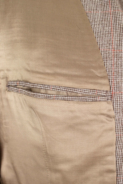 SWEDISH 1930S/1940S LIGHT BROWN WINDOW PANE TWEED JACKET BY MAGNIFIC. SIZE CA EU 50