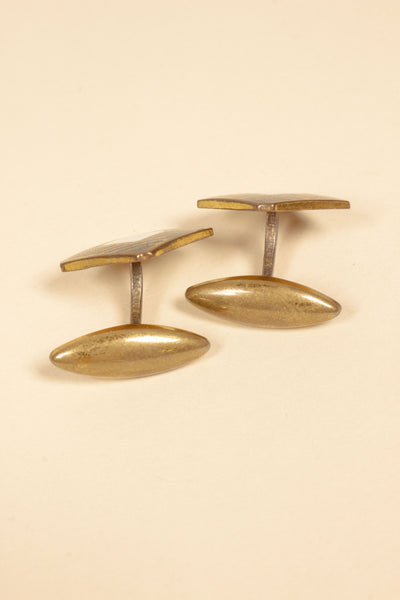 1920/1930'S BRASS CUFFLINKS WITH BLACK AND WHITE DECORATION