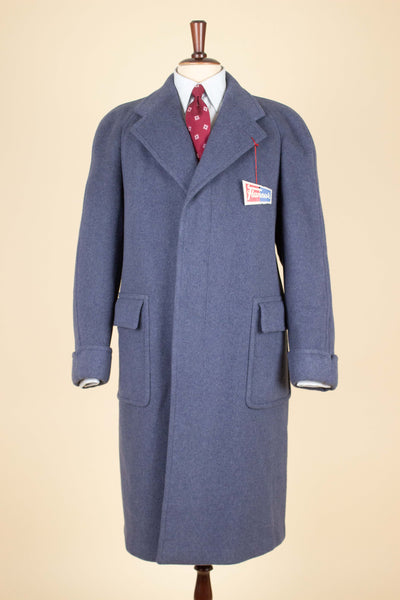 SWEDISH DEADSTOCK 1940S/1950S BLUE OVERCOAT BY FLANEUR. SIZE CA EU 48