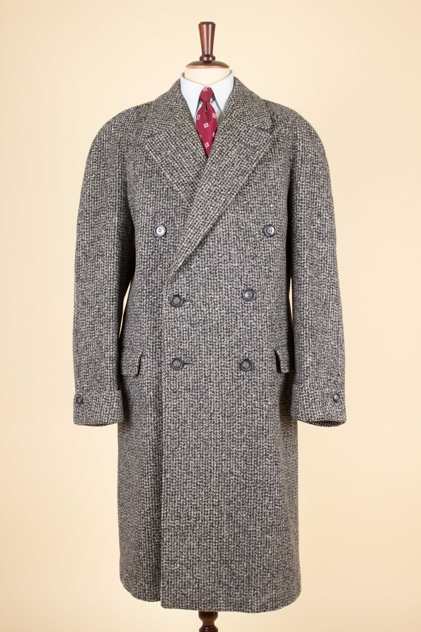 SWEDISH 1950S SALT AND PEPPER  OVERCOAT BY HARRINGTON, STRÖMS. SIZE CA EU 50-52