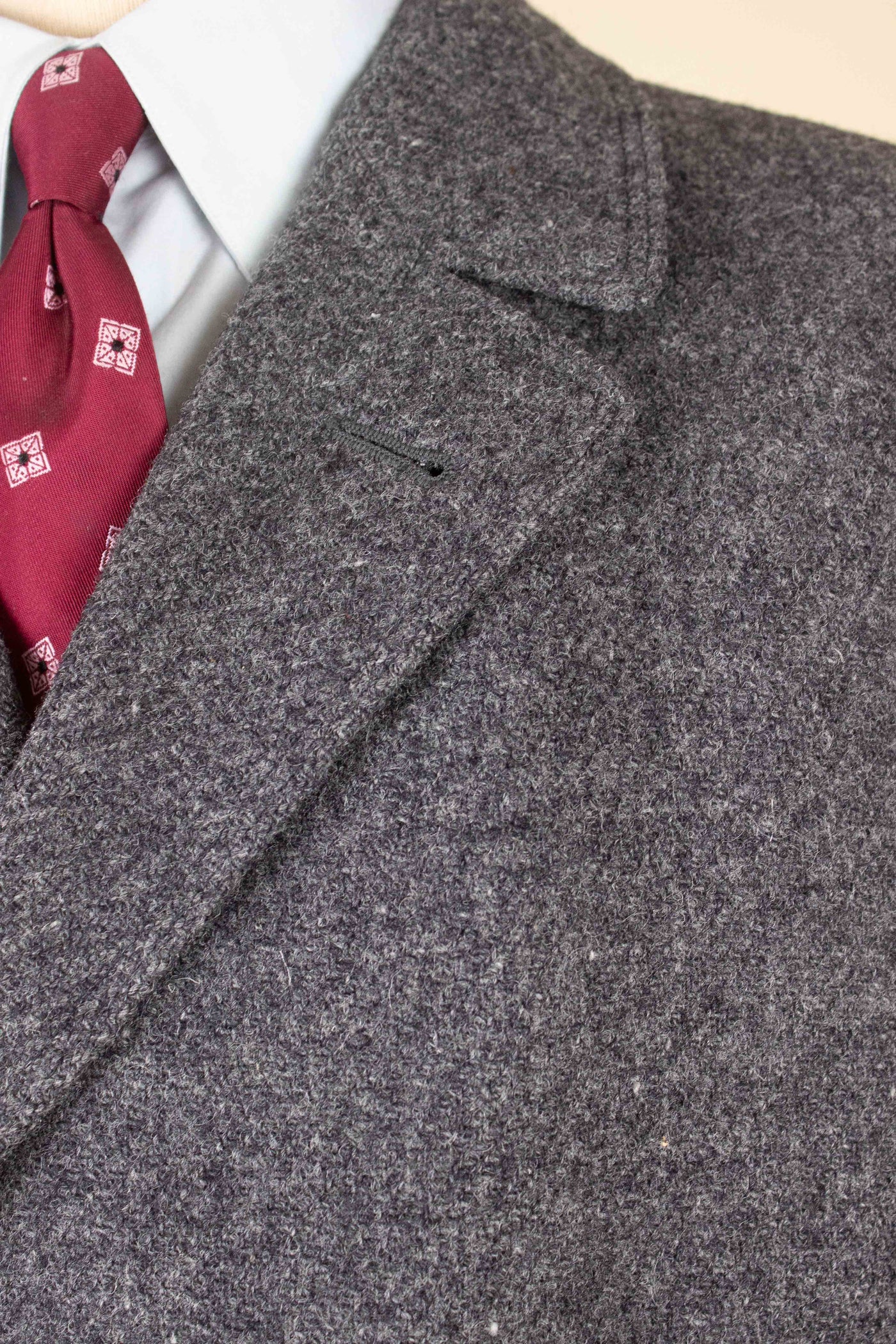 SWEDISH 1950S/1960S GREY HARRIS TWEED SINGLE BREASTED OVERCOAT BY JUNEX. SIZE CA. EU 50-52