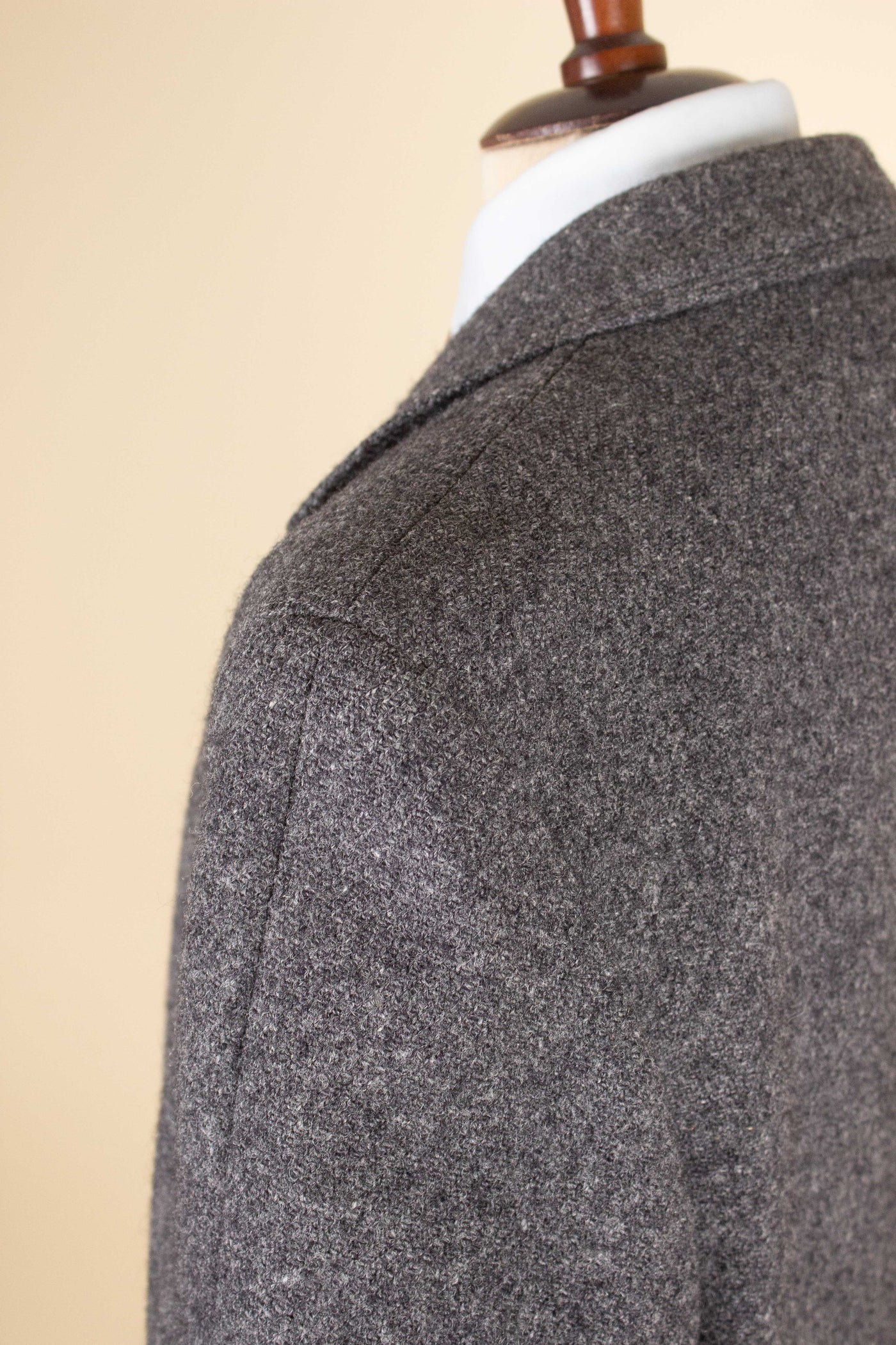 SWEDISH 1950S/1960S GREY HARRIS TWEED SINGLE BREASTED OVERCOAT BY JUNEX. SIZE CA. EU 50-52