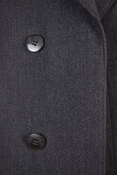 SWEDISH 1935 BESPOKE MID GREY SINGLE BREASTED OVERCOAT BY P.E. DUNELL. SIZE CA EU 46-48