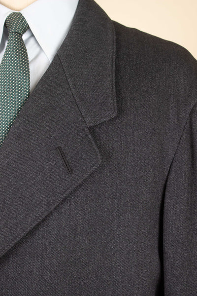 SWEDISH 1935 BESPOKE MID GREY SINGLE BREASTED OVERCOAT BY P.E. DUNELL. SIZE CA EU 46-48