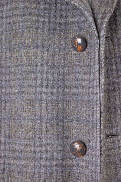 SWEDISH 1950S GREY CHECKERED SINGLE BREASTED COAT BY CLUBMAN. SIZE CA EU 50-52