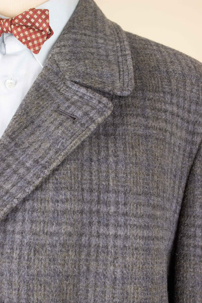 SWEDISH 1950S GREY CHECKERED SINGLE BREASTED COAT BY CLUBMAN. SIZE CA EU 50-52