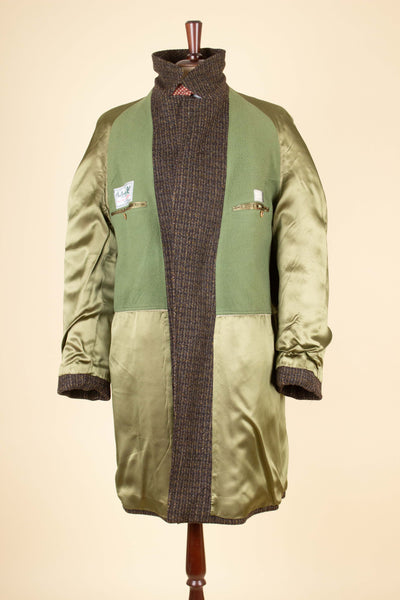 SWEDISH 1950S/1960S BROWN TWEED RAGLAN CHECKERED OVERCOAT BY TIGER. SIZE CA EU 48
