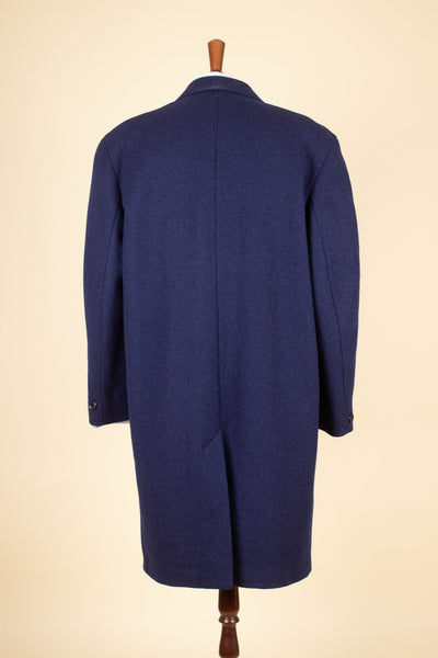 SWEDISH 1950S MIDNIGHT BLUE OVERCOAT BY DISTINGO. SIZE CA EU 50