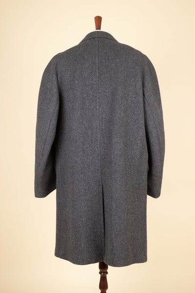 SWEDISH 1950S MID GREY HEAVYWEIGHT RAGLAN OVERCOAT BY KABOM. SIZE CA EU 54