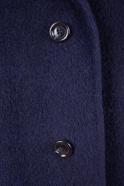 SWEDISH 1950S/1960S DARK BLUE RAGLAN ALPACA OVERCOAT BY DRESS. SIZE CA EU 50-52