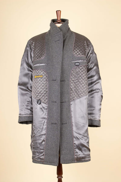 1940S/1950S MID GREY SHORT DOUBLE BREASTED OVERCOAT. SIZE CA EU 54