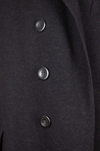 SWEDISH 1910S/1920S DARK GREY SINGLE BREASTED BESPOKE OVERCOAT. SIZE CA EU 46-48