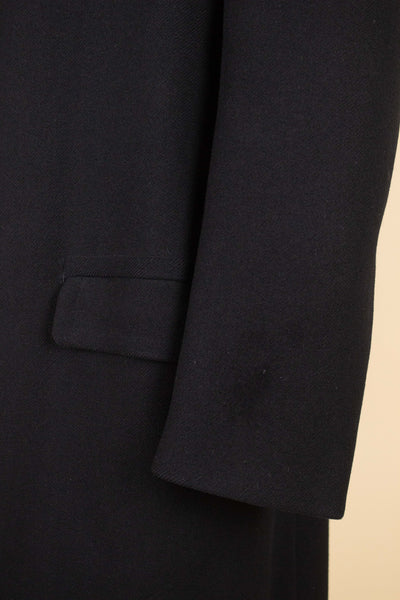 SWEDISH 1940S BLACK PERSIAN COLLAR DOUBLE BREASTED COAT. SIZE CA EU 52