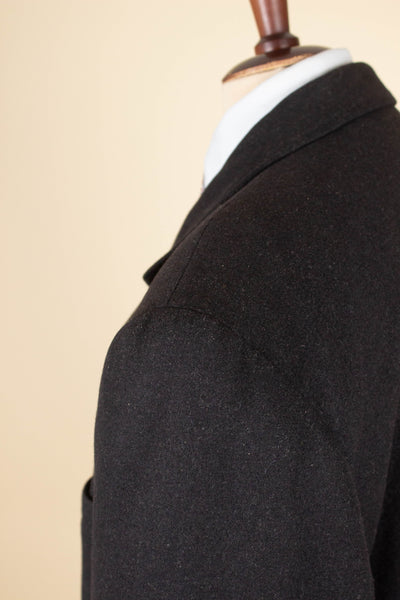 1940S SWEDISH BLACK SINGLE BREASTED OVERCOAT BY UNKNOWN MAKER. SIZE CA EU 52-54
