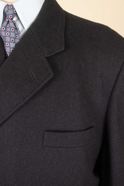 1940S SWEDISH BLACK SINGLE BREASTED OVERCOAT BY UNKNOWN MAKER. SIZE CA EU 52-54