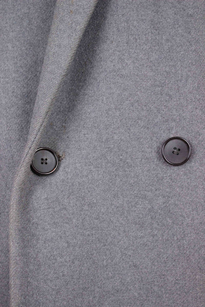 SWEDISH 1950S/1960S LIGHT GREY DOUBLE BREASTED COVERT COAT BY HOLLYWOOD. SIZE CA EU 46-48