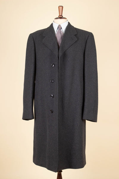 1930S/1940S SWEDISH GREY SINGLE BREASTED OVERCOAT BY RANG. SIZE CA EU 50