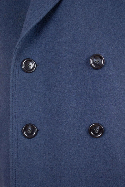 SWEDISH 1940S/1950S BLUE DOUBLE BREASTED OVERCOAT BY STANDARDS HÖRNA. SIZE CA EU  50