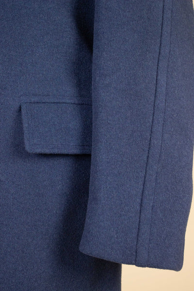 SWEDISH 1940S/1950S BLUE DOUBLE BREASTED OVERCOAT BY STANDARDS HÖRNA. SIZE CA EU  50