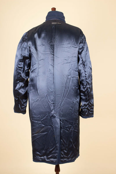 SWEDISH 1940S/1950S BLUE DOUBLE BREASTED OVERCOAT BY STANDARDS HÖRNA. SIZE CA EU  50