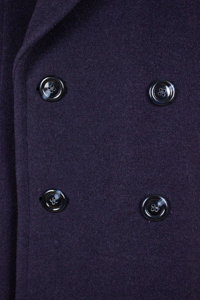 SWEDISH 1940S DARK BLUE DOUBLE BREASTED OVERCOAT BY JUNEX. SIZE CA EU 48
