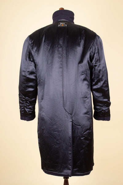 SWEDISH 1940S DARK BLUE DOUBLE BREASTED OVERCOAT BY JUNEX. SIZE CA EU 48