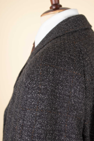 SWEDISH 1960S GREY CHECKERED DEADSTOCK RAGLAN OVERCOAT BY SIR. SIZE CA EU 48-50
