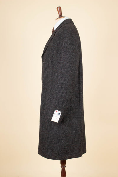 SWEDISH 1960S GREY CHECKERED DEADSTOCK RAGLAN OVERCOAT BY SIR. SIZE CA EU 48-50