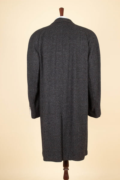SWEDISH 1960S GREY CHECKERED DEADSTOCK RAGLAN OVERCOAT BY SIR. SIZE CA EU 48-50