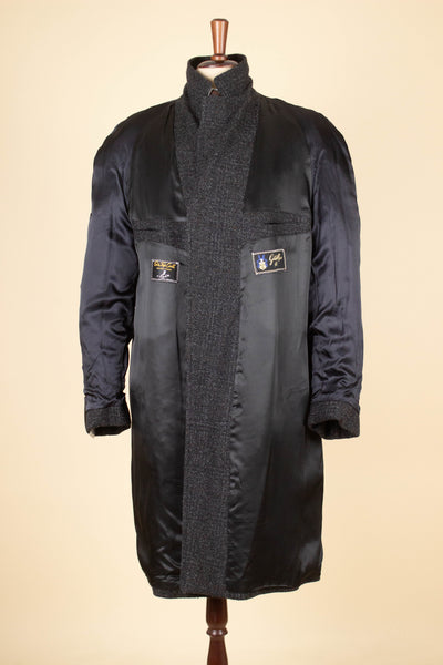 SWEDISH 1960S GREY CHECKERED DEADSTOCK RAGLAN OVERCOAT BY SIR. SIZE CA EU 48-50