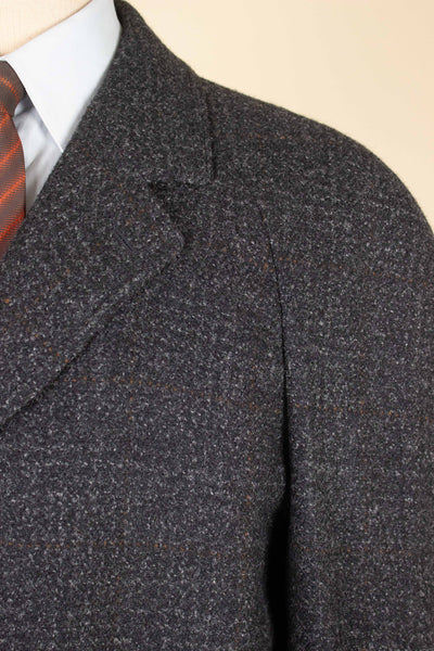 SWEDISH 1960S GREY CHECKERED DEADSTOCK RAGLAN OVERCOAT BY SIR. SIZE CA EU 48-50