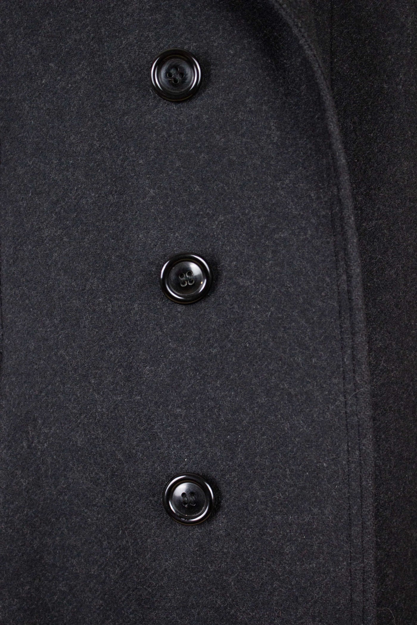 SWEDISH 1950S DARK GREY SINGLE BREASTED OVERCOAT BY WIDENGRENS. SIZE CA EU 48