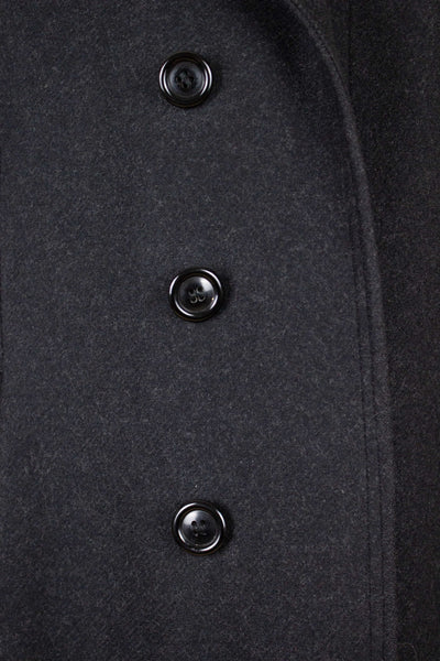 SWEDISH 1950S DARK GREY SINGLE BREASTED OVERCOAT BY WIDENGRENS. SIZE CA EU 48