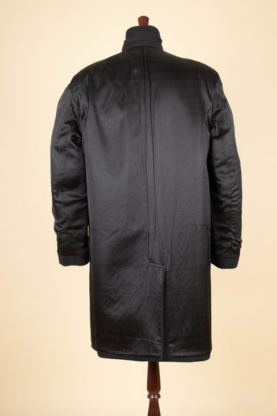 SWEDISH 1950S DARK GREY SINGLE BREASTED OVERCOAT BY WIDENGRENS. SIZE CA EU 48
